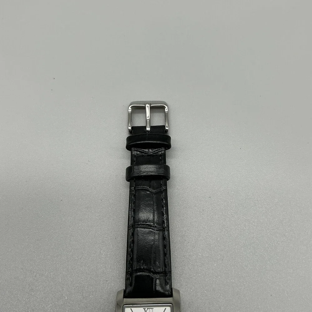 Caravelle Womens Watch 21mm Silver Tone Black Leather Band 43L202 New Battery